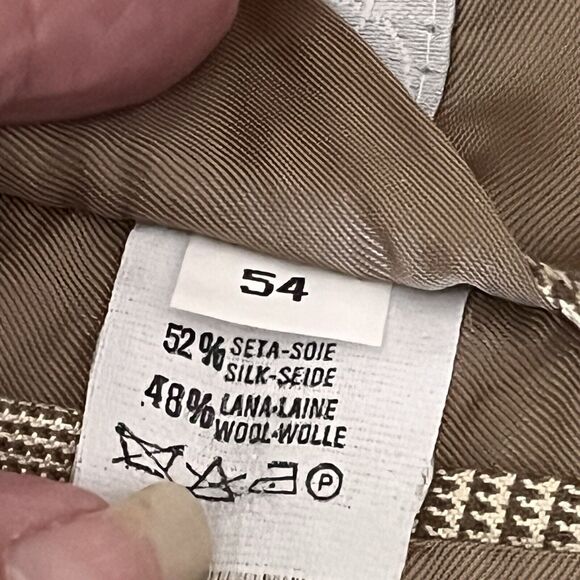 E Thomas Silk & Wool Mens Suit Jacket Blazer Italy 54 R Brown Plaid Window Pane - Picture 12 of 16